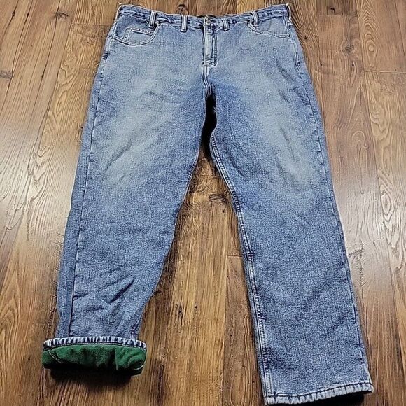 Red Head Jeans Mens 44x30.5 Tag 44x32 Fleece Lined Straight Medium Wash Denim - Picture 1 of 8